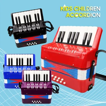 Crianças, Crianças Acordeão 17-Tecla 8 Graves Mini Pequeno Acordeão de ensino de Instrumento Musical para Iniciantes Presente de Aniversário de Música Presentes