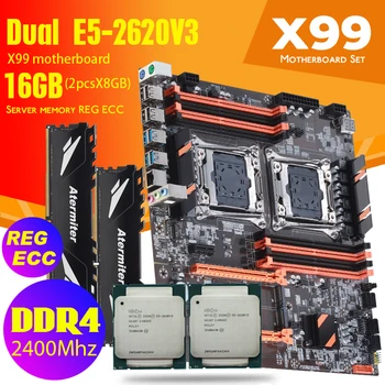 DDR4 Dupla X99 placa-Mãe Com 2011-3 XEON E5 2620 V3*2 2* 8GB = 16GB 2400MHz REG ECC Memória RAM Combo Kit USB