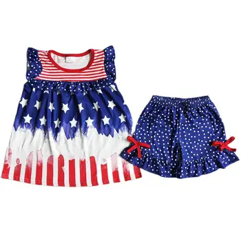 Dia da independência em 4 de julho de Bebê Meninos Meninas rapazes raparigas Crianças Boutique de Roupas Americana Dud Roupas de Algodão Conjunto de Shorts