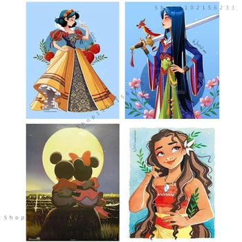 Disney 5D Diy Diamante Pintura de Princesa da Disney dos desenhos animados de Artes Hobby o Bordado Crianças Mosaico de Ponto de Cruz, Casa, Decoração Presentes