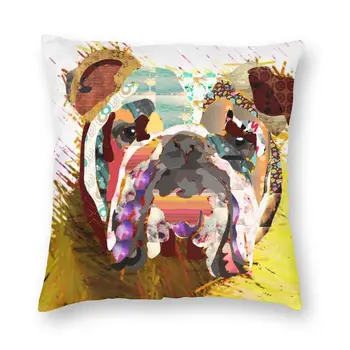 Engraçado Bulldog inglês Capa de Almofada 45x45cm de Decoração de Casa de Impressão Animal filhote de Cachorro de Estimação Jogar Travesseiro Caso para o Sofá de duas faces