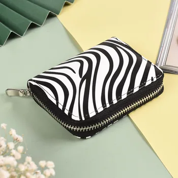 Estampa de Zebra Bolsa Carteira para Mulheres de Couro Curto Carteira de Moda Bonito Cartão de Crédito Moeda de Bolsas de Dinheiro de Bolsa de Mini Carteiras