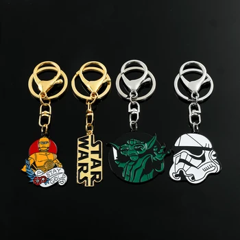 Estrela Imperial de Stormtrooper Chaveiros Yoda Anime Esmalte Pingente de Chaveiros do Robô C-3PO Metal Keyholder para Homens Chave do Carro Jóias