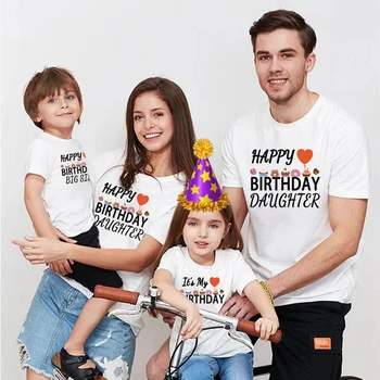 Família de Aniversário Camisa de Feliz Aniversário Pai Mãe Filho Filha Mel Camiseta do Grande Irmão, Irmã, T-shirt Kids Tops Bebê Body