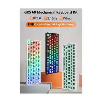 GKS68 Portátil Hot Swap RGB Teclado Mecânico Kit Teclado para Jogos 68 Chaves Cabo com Fios Hot-Swap de Eixo,Um