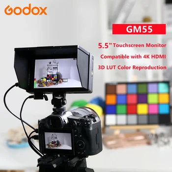 Godox GM55 4K Monitor de 5.5 Polegadas na Câmera DSLR LUT 3D IPS Touchscreen FHD (1920x1080 Campo de Vídeo do Monitor Compatível com HDMI 4K