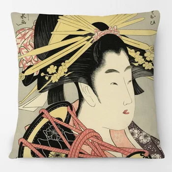 Gueixa Japonesa Retratos De Arte De Capas De Almofada Do Leste Asiático Quarto De Estilo Almofadas Decorativas Caso