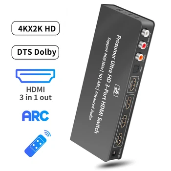 HD350 3x1 compatível com HDMI Switcher ARC Audio Extractor UHD 4K 3D SPDIF Coaxia EDID Áudio Remoto Para DVD, HDTV Xbox PS4 Apple TV