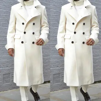 Homens Longo Casaco de Inverno de Moda Nova Quente Casaco de Lã Senhores de Ternos Double Breasted Design de Alta Qualidade do Revestimento