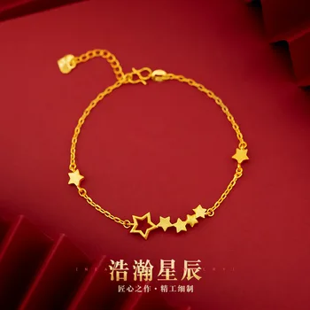 Imitação Real de Ouro 18K Selos 999 Chapeamento Torcida do Bracelete Chain Puro Ajustável Estrelas de Cadeia para as Mulheres do Casamento Jóias de Presente