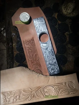 Impresso carimbo de moldes para cintos de couro produtos de decoração | Arabesco padrão da dinastia Tang flor de Rosa, com design tigre elementos