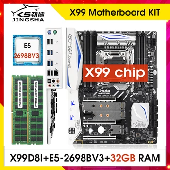 JINGSHA X99 D8I placa-Mãe KIT LGA2011-3, Com xeon E5 2698B V3 cpu Processador de 32 GB (2*16gb 2400MHz ) ddr4 REG RAM CONJUNTO