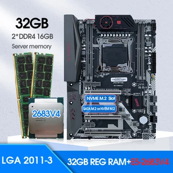 JINGYUE LGA 2011-3 D4 placa-Mãe Com o Kit de E5 2683 V4 Processador CPU32GB (2*16) DDR4 ECC Memória RAM M. 2 NVME SATA M. 2 Set