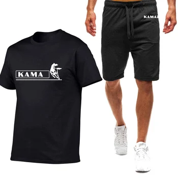 KAMAZ 2023 Homens Verão Quente Sportswear de Manga Curta Esportes Respirável Moda de T-Shirts, Tops E Shorts Ocasionais de Duas peças de Terno
