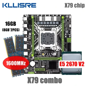 Kllisre placa-mãe X79 combo kit conjunto LGA 2011 E5 2670 V2 CPU 2*8GB de memória sdram DDR3 a 1600 ECC RAM