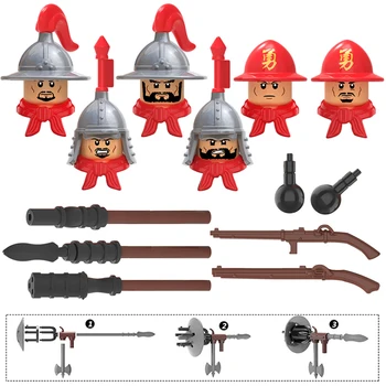 Koruit KT1090 Dinastia Ming Soldados de Guerra, Figura de Ação Acessórios Capacete de Construção de Blocos de Tijolo de Brinquedos Para Crianças Presentes XP666-671