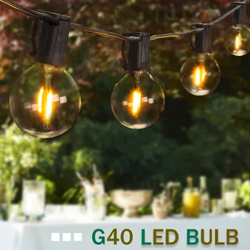 LED Exterior Luzes de corda G40 Jardim Decoração de Casamento Impermeável Luzes de Fadas Garland Decorações para o Ramadã Férias de Iluminação