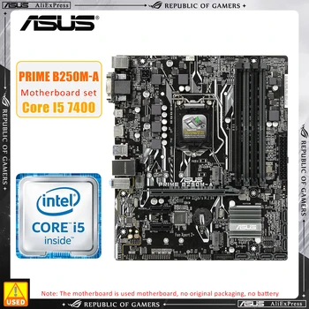 LGA 1151 kit placa Mãe Asus PRIME B250M-A+I5 7400 cpu Intel B250 4×DDR4 64GB PCI-E 3.0 de 2×M. 2 USB3.1Micro ATX