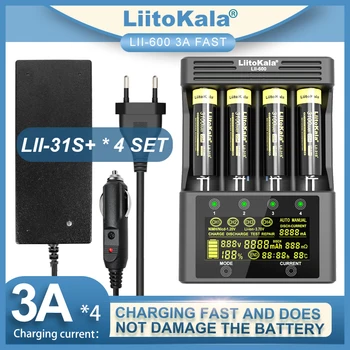 Liitokala li-600 LCD Carregador de Bateria Adequados para 3,7 v nimh 1.2v18650 26650 21700 18500 aa aaa li-51 li-31 de li-35