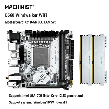 MAQUINISTA B660 placa-Mãe Kit LGA1700 Conjunto com 2X16GB RAM DDR4 Suporte 12 13 Geração Intel Core serise CPU Windwalker WiFi