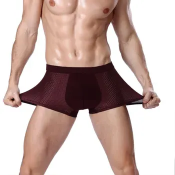 Masculino Calcinha Modal de roupa íntima para Homens Respirável Homem de Gelo Seda Sexy U Convexo Boxer Sólido Cuecas de Malha Confortável Shorts