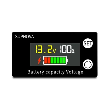Medidor de bateria do Monitor Digital Capacidade da Bateria Testador de Bateria Indicador de Capacidade da Bateria Tela colorida de LCD Voltímetro
