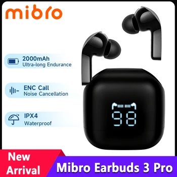 Mibro Fones de ouvido 3 Pro TWS Fones de ouvido sem Fio 2000mAh Tarifação Reversa Bluetooth 5.3 Fone de ouvido hi-fi Estéreo, Redução de Ruído do Fone de ouvido