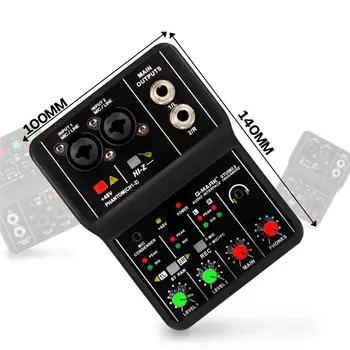 Mini USB Interface de Áudio de 16/49 KHz Microfone/Guitarra XLR+6,35 mm Mixer de Áudio a Interface do Console para o Estúdio de Gravação