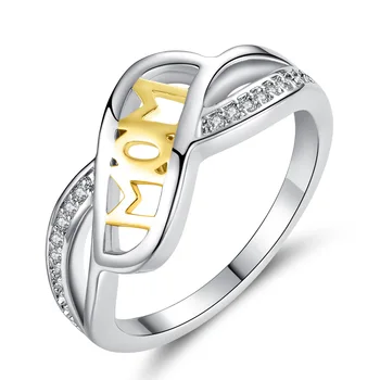 Moda, Amo muito a Mamãe Anéis de Mulheres Jóia de Cristal Pavimentado Junta de Anéis Para o Aniversário de Presente do Dia da Mãe Anel