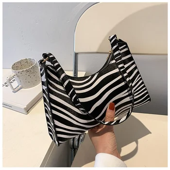 Moda de estampa de Zebra Mulheres de Luxo Bolsa de Couro PU Simples, Axilas, Sacos de Ombro Feminino Diário Design Totes Bolsa Bolsa