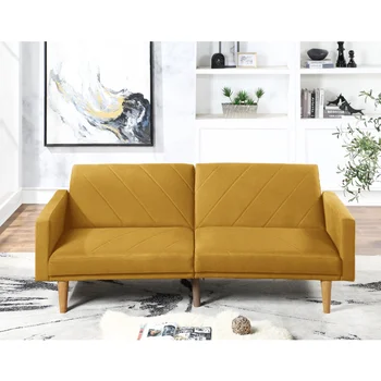Moderno Elétrica Olhar 1pc Sofa Sofá Mostarda Roupa de Cor Como Tecido Almofada de Pernas de Madeira Sala de estar