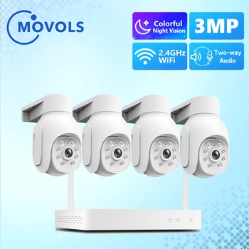 Movols 3MP sem Fio, Sistema de Vigilância de Vídeo de 8CH wi-FI 1536P P2P NVR Kit Exterior AI Câmara de Segurança do CCTV Sistema de Áudio PTZ Conjunto
