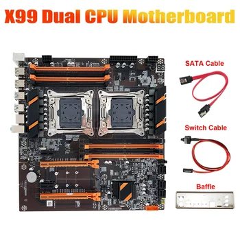 NOVO-X99 placa-Mãe CPU Dual Slot+Cabo SATA+Mudar+Cabo de Defletor LGA 2011 DDR4 6XSATA 3.0 Suporte De 2011-V3 CPU, placa-Mãe