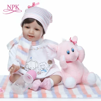 NPK de 22 polegadas Reborn Baby Dolls Realista de Silicone Macio 55cm Bebês Vida Real Dolls Com o bebê elefante de Brinquedo de Tão Verdadeiramente Crianças Playmates