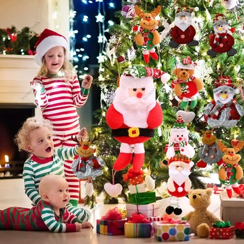 Natal Papai Noel, Bonecos De Natal Árvore De Acessórios Para Dança Do Boneco De Neve Veado Urso De Pano, Fantoches De Suspensão Pequeno De Decoração De Casa De Dom