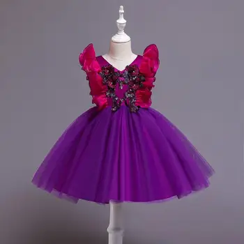 Natal Vestido de Meninas Rufle Casamento de Princesa Dresse para a Menina de Festa Traje de Crianças Roupas de Algodão Adolescente de 2 a 10 Anos