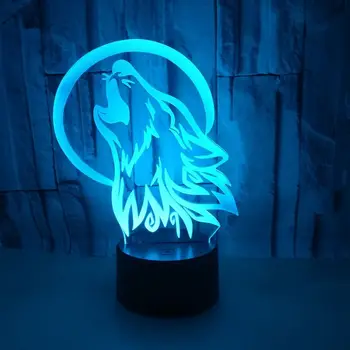 Nighdn Wolf 3D Lâmpada Toque DIODO emissor de Ilusão a Luz da Noite, para Crianças de 7 Cores Mudando USB Lâmpada de Tabela Dom Nightlight de Decoração do Quarto