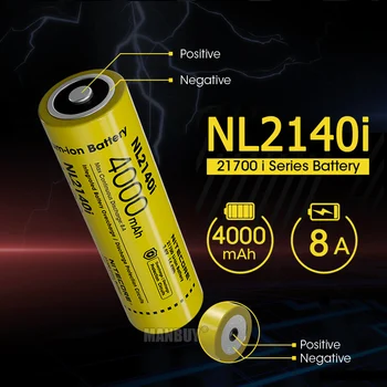 Nitecore NL2140i i Série 21700 4000mAh 3.6 V Botão Top Protegido Li-ion Recarregável + Grátis Lanterna e Seguro