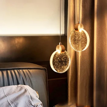 Nordic LED Cristal Bolha de Luzes Pingente de Ouro da Liga de Lâmpadas Penduradas para Viver Sala de Jantar, Quarto Interior, Iluminação do Candelabro