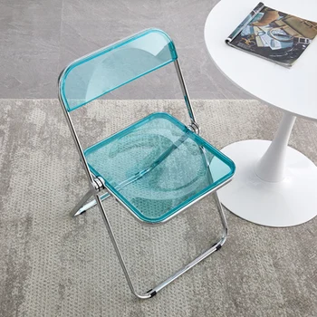 Nordic Moderno Dinette Cadeira de Acrílico Transparente Cadeira Dobrável de Fezes, Leite, Chá, Café Jantar PlasticMuebles Mobiliário de Exterior MGF