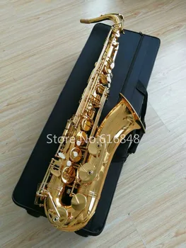 Nova Marca De Qualidade Bb Sintonia Plano B Saxofone Tenor, Instrumento De Bronze Ouro Laca Sax Com O Caso, Os Acessórios Podem Personalizável Logotipo