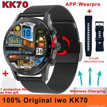 Original KK70 PPG ECG Smart Watch Homens de carregamento sem Fios Bluetooth Chamar o Leitor de Música IP68 Waterproof a Senha 454*454 Smartwatch