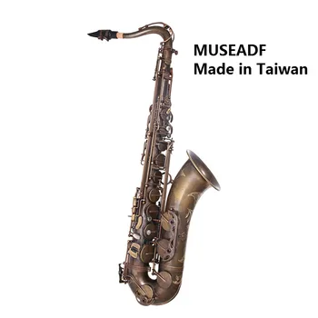 Original Taiwan MUSEADF T-92 Profissionais Saxofone Tenor Instrumento de Marca B Plano Antigo e Único de Cobre, Latão Sax