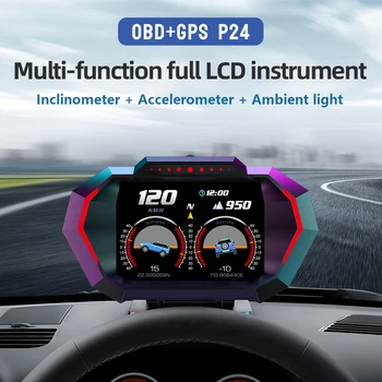 P24 mais novo Head Up Display Auto de Exibição OBD2+GPS Carro Inteligente HUD Medidor Digital do Velocímetro, temperatura da Água RPM Excessiva de Alarme de Segurança