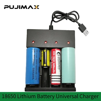 PUJIMAX 18650 4-Slot Tomada USB Carregador de Bateria para 26650 21700 14500 26500 17650 22650 Recarregável de íon de lítio as Baterias Universal
