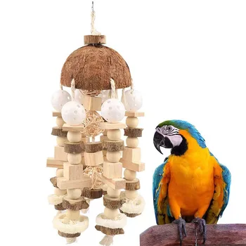 Papagaio pássaro Grande Papagaio de Madeira Natural, Blocos de Aves de Mascar Brinquedo Papagaio Gaiola de Morder o Brinquedo adequado para Africano Papagaios, Araras