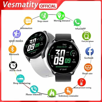 Para IOS Vesmatity Novo GTR1 Smart Watch Apoio hebraico Monitoramento da frequência Cardíaca De Chamada de Resposta de Discagem de Chamada de Esporte Smartband Assistir