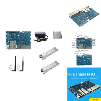 Para a Banana PI BPI-R3 MT7986 2GB+8GB curso de mestrado erasmus MUNDUS Conselho de Desenvolvimento+2,5 G Elétrico da Porta Módulo+Dissipador de Calor+2Xantennas+Power Blue Conjunto de Plug UE