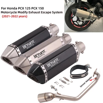Para a Honda, PCX125 PCX150 PCX 125 150 2021 2022 de Exaustão da Motocicleta Escape Completo Sistema de Modificar Escapamento DB Killer Frente do Meio de Tubos