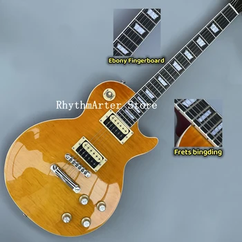 Personalizado Guitarra Elétrica, laranja tigre chama Acabamento, Ébano, Braço, Trastes de Vinculação,Frete Grátis